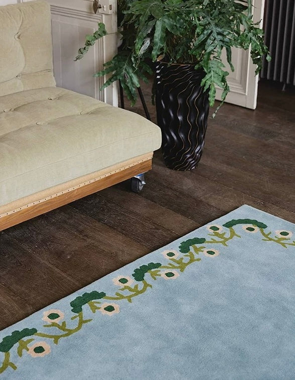 Fleur de Ciel Handwoven Rug – Soft Blue