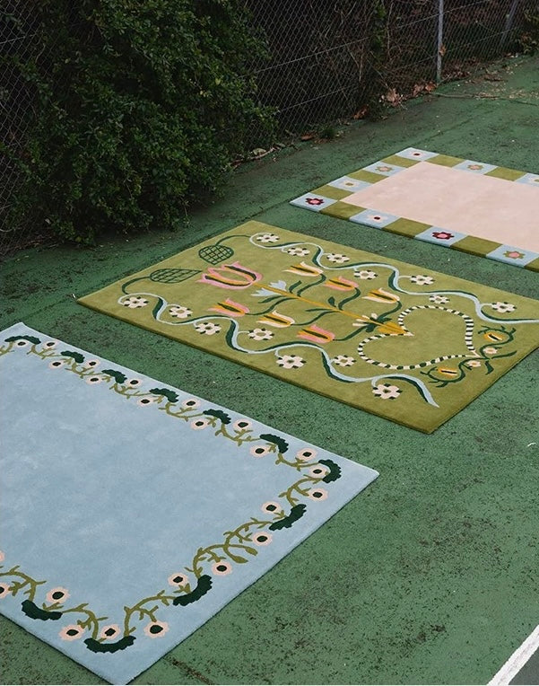 Fleur de Ciel Handwoven Rug – Soft Blue