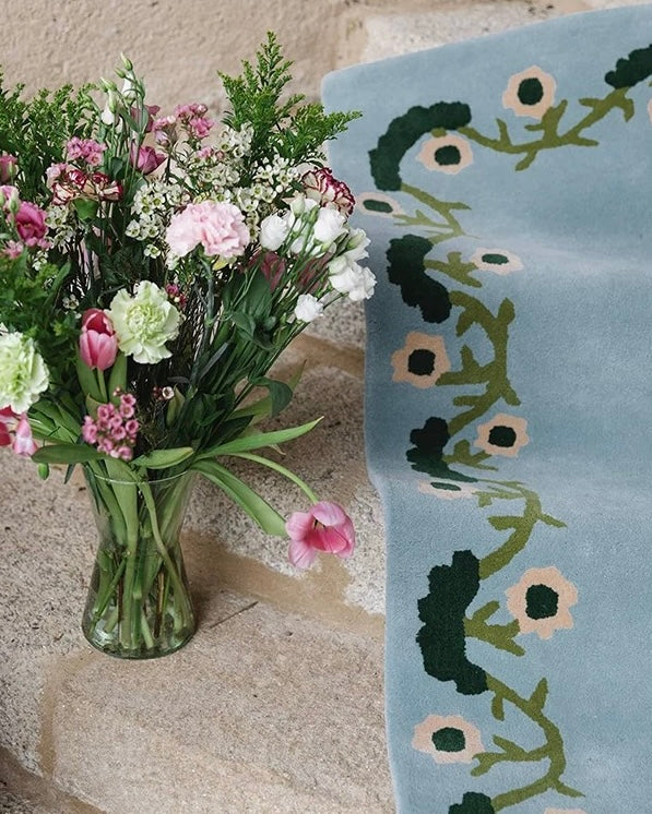 Fleur de Ciel Handwoven Rug – Soft Blue