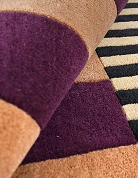 Cadence Stripes Handwoven Rug – Plum & Beige