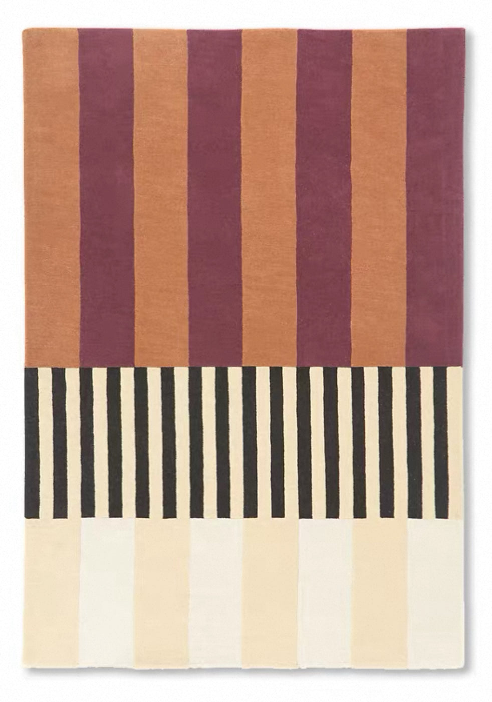 Cadence Stripes Handwoven Rug – Plum & Beige