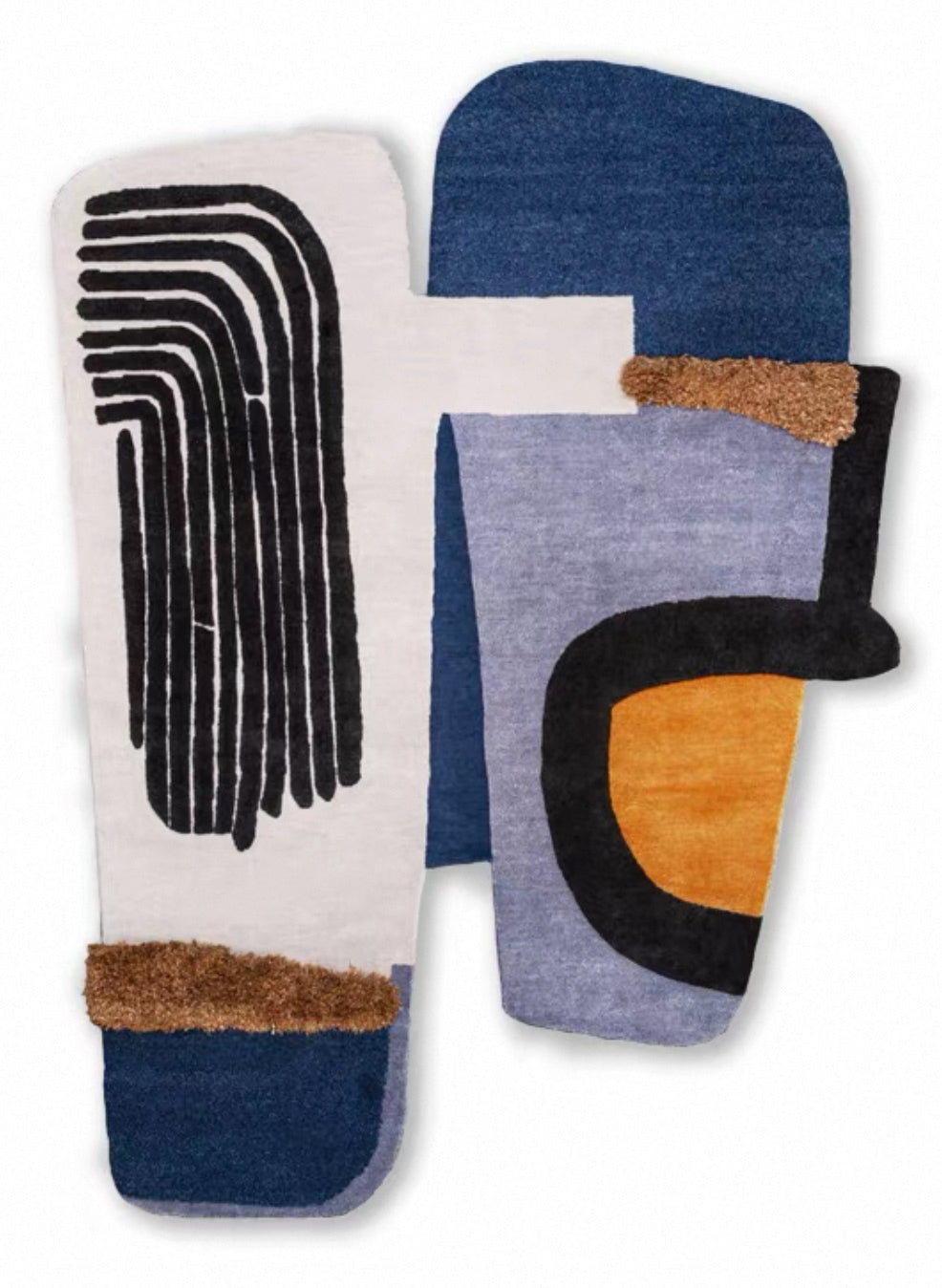 Contour Collage Handwoven Rug – Mist Beige & Ink Blue