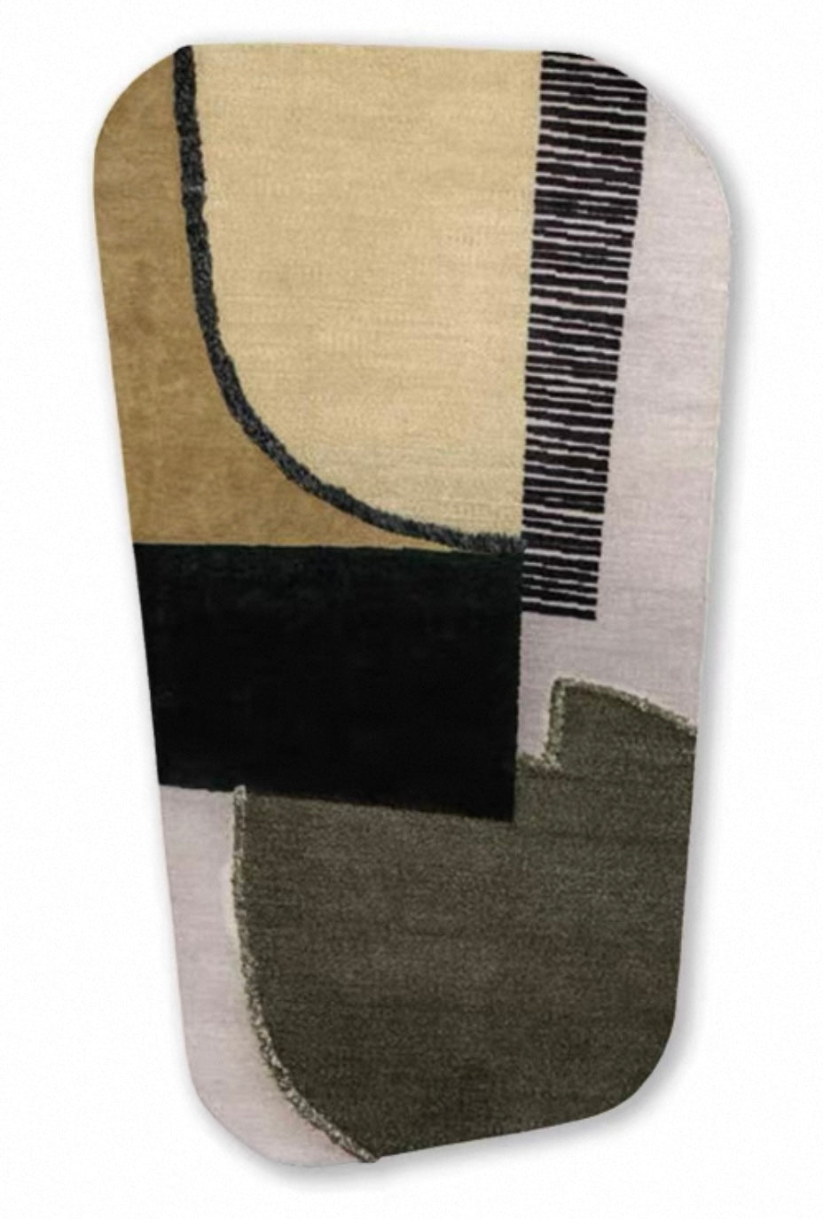 Contour Collage Handwoven Rug – Khaki & Olive