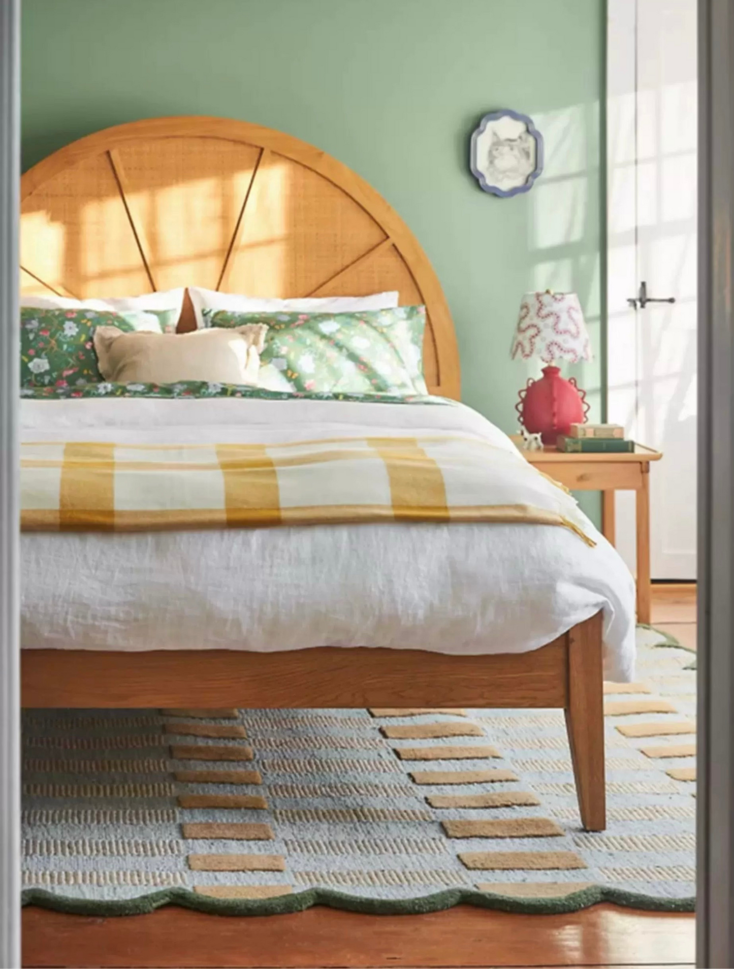 Gingham Scallop Handwoven Rug — Three Colorways