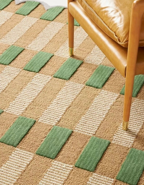 Gingham Scallop Handwoven Rug — Three Colorways
