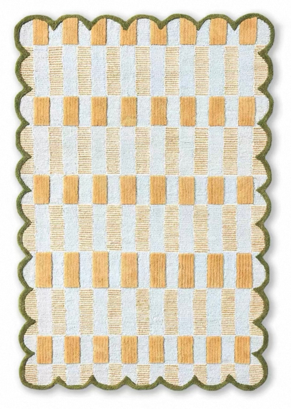 Gingham Scallop Handwoven Rug — Three Colorways