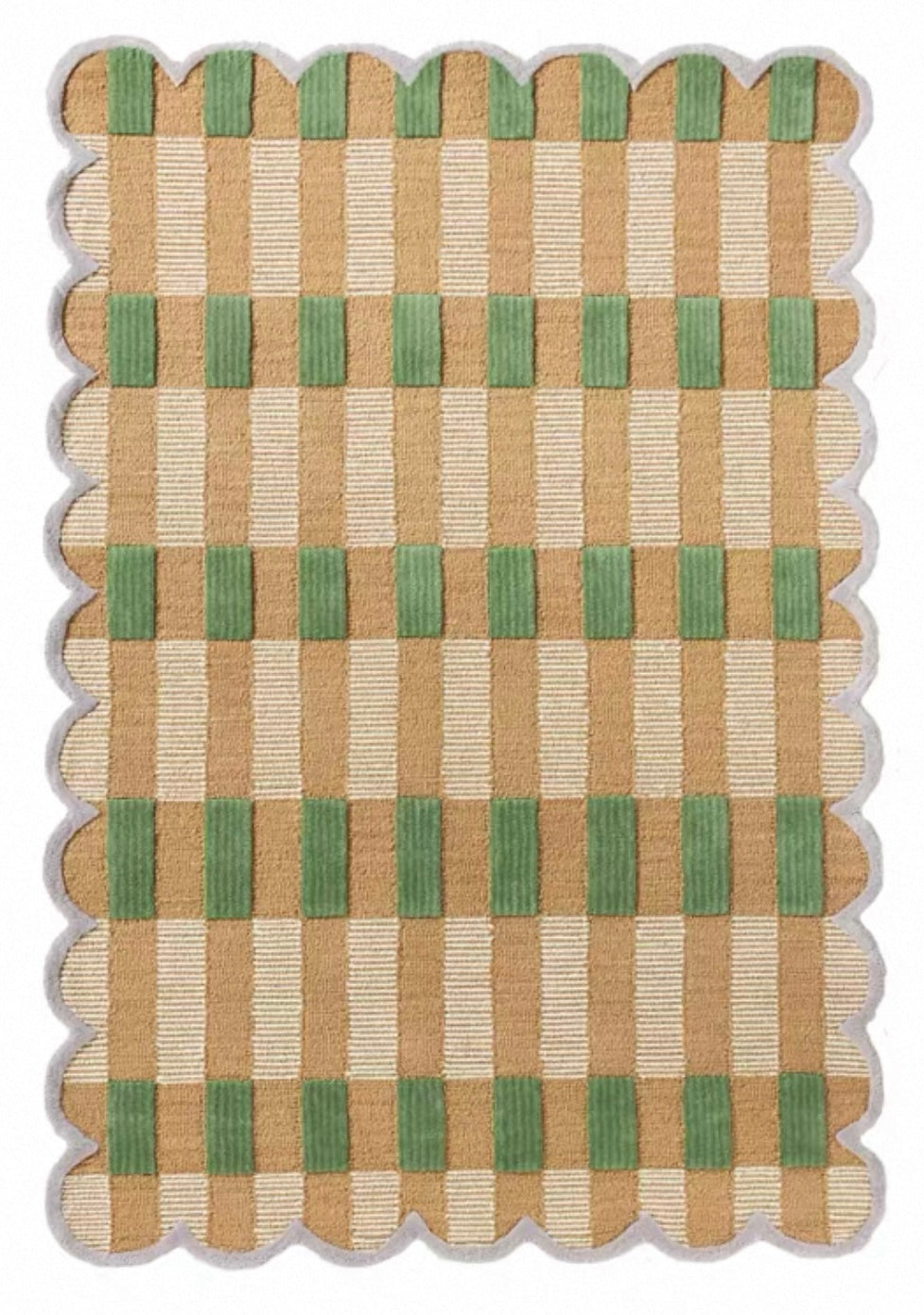 Gingham Scallop Handwoven Rug — Three Colorways