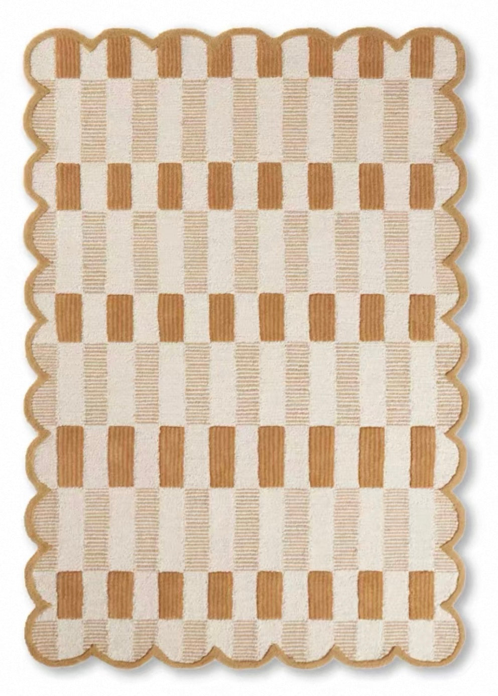 Gingham Scallop Handwoven Rug — Three Colorways