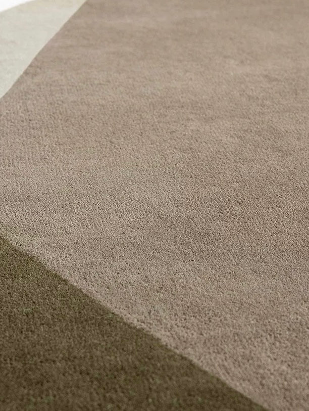Overlap Form Handwoven Rug – Olive Green / Terracotta