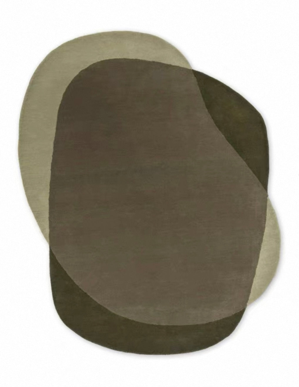 Overlap Form Handwoven Rug – Olive Green / Terracotta