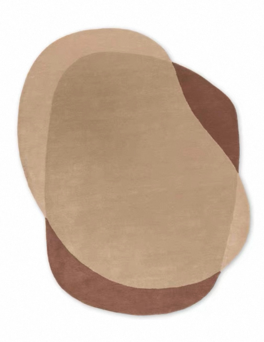Overlap Form Handwoven Rug – Olive Green / Terracotta