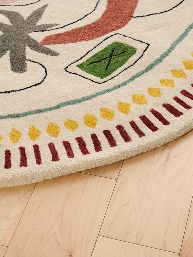 Abstract Meadow Handwoven Rug – Multicolor Shapes