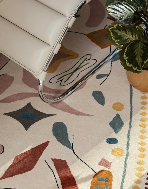 Abstract Meadow Handwoven Rug – Multicolor Shapes