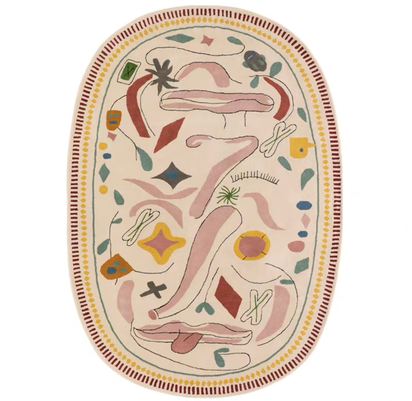 Abstract Meadow Handwoven Rug – Multicolor Shapes