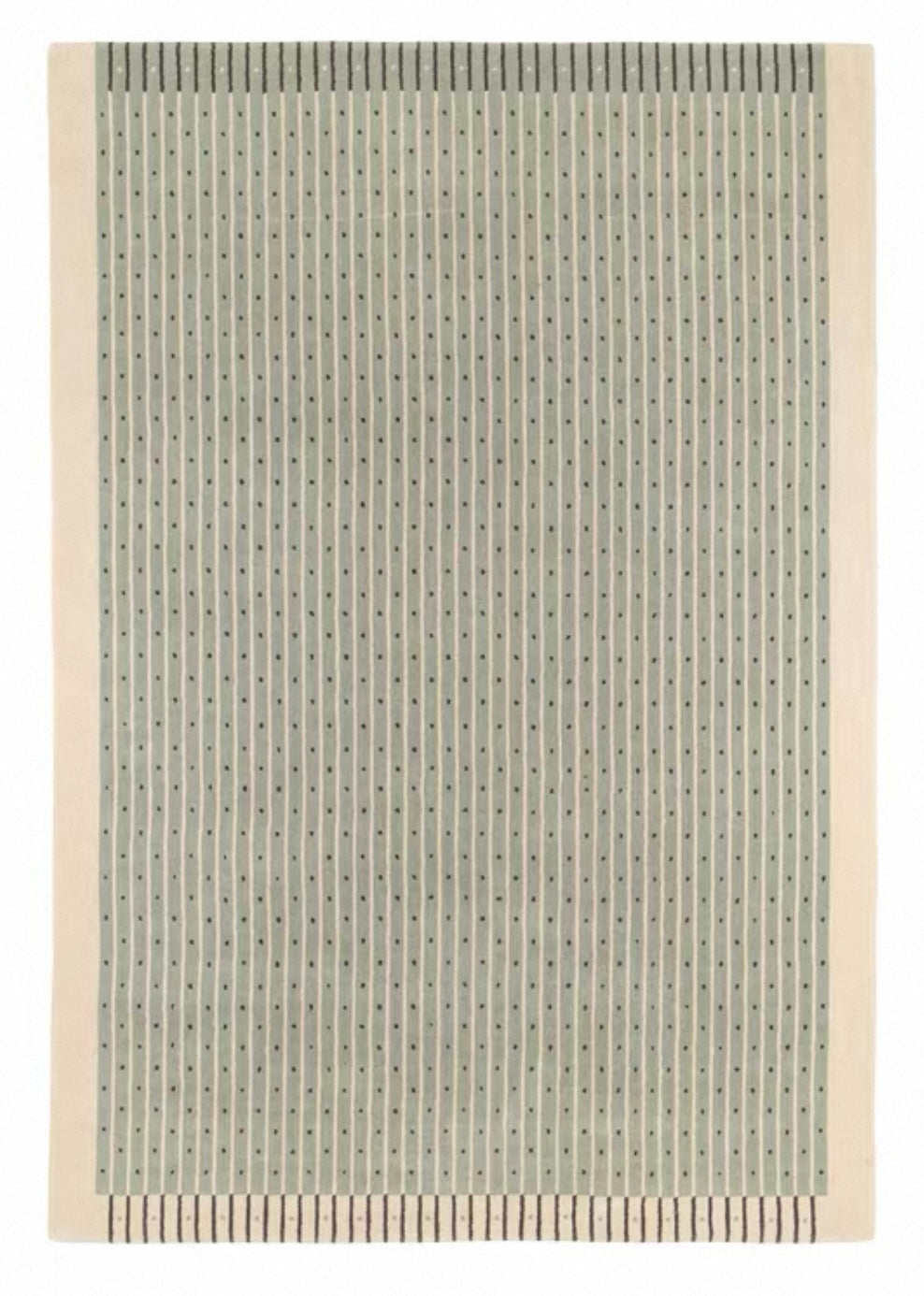 Morandi Mint Green Lines Handwoven Rug – Geometric Stripe