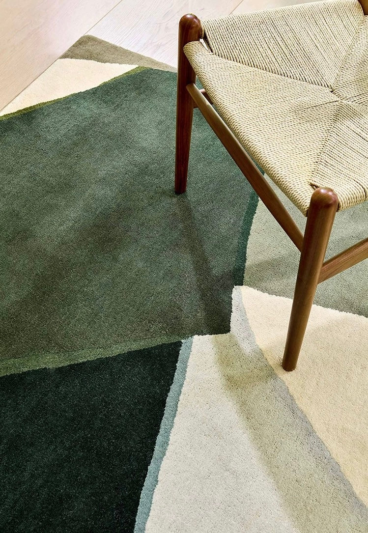 Fragment Terrain Handwoven Rug – Forest Sage / Terracotta Blue