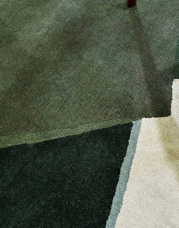 Fragment Terrain Handwoven Rug – Forest Sage / Terracotta Blue