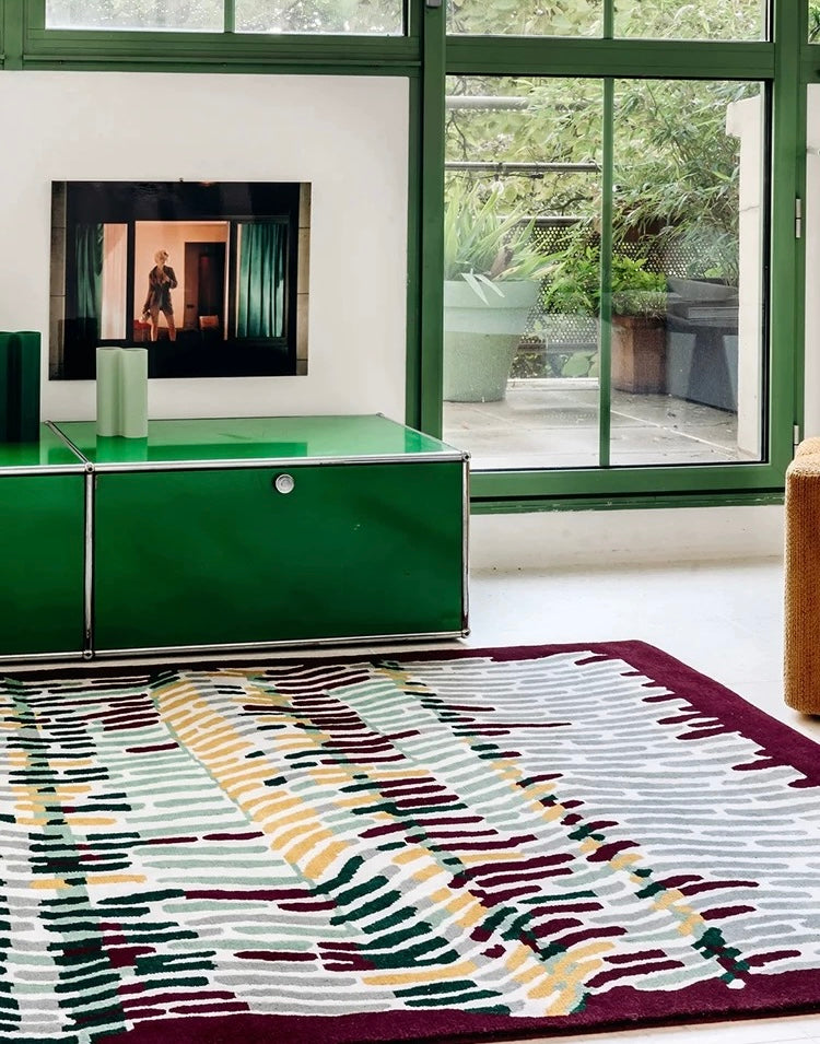 Contour Rhythm Handwoven Rug – Zebra / Wine Yard