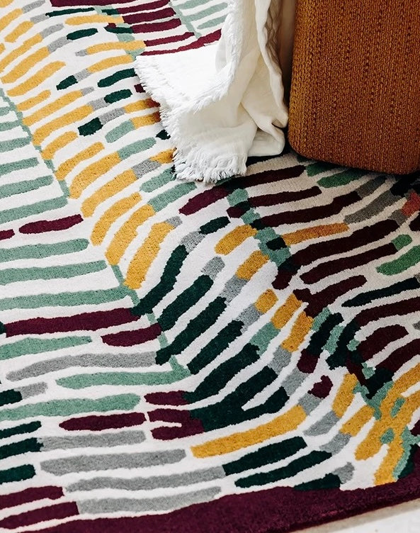 Contour Rhythm Handwoven Rug – Zebra / Wine Yard
