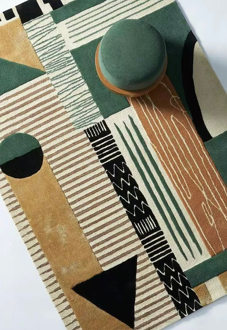 GeoVista Handwoven Rug — Earthtone Mosaic