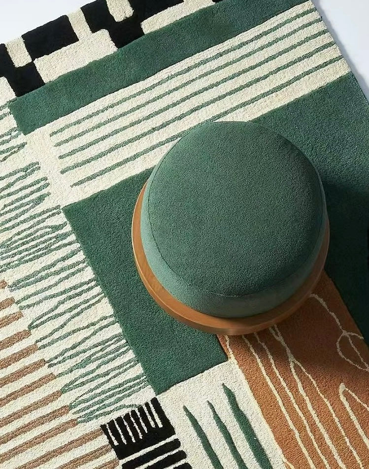 GeoVista Handwoven Rug — Earthtone Mosaic