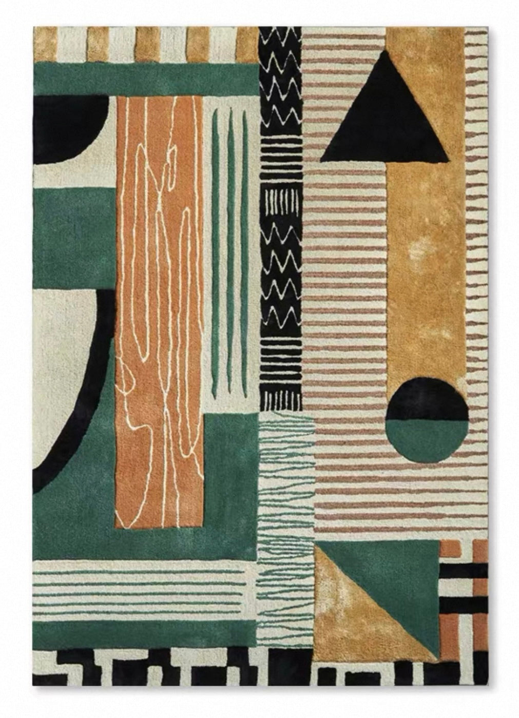 GeoVista Handwoven Rug — Earthtone Mosaic