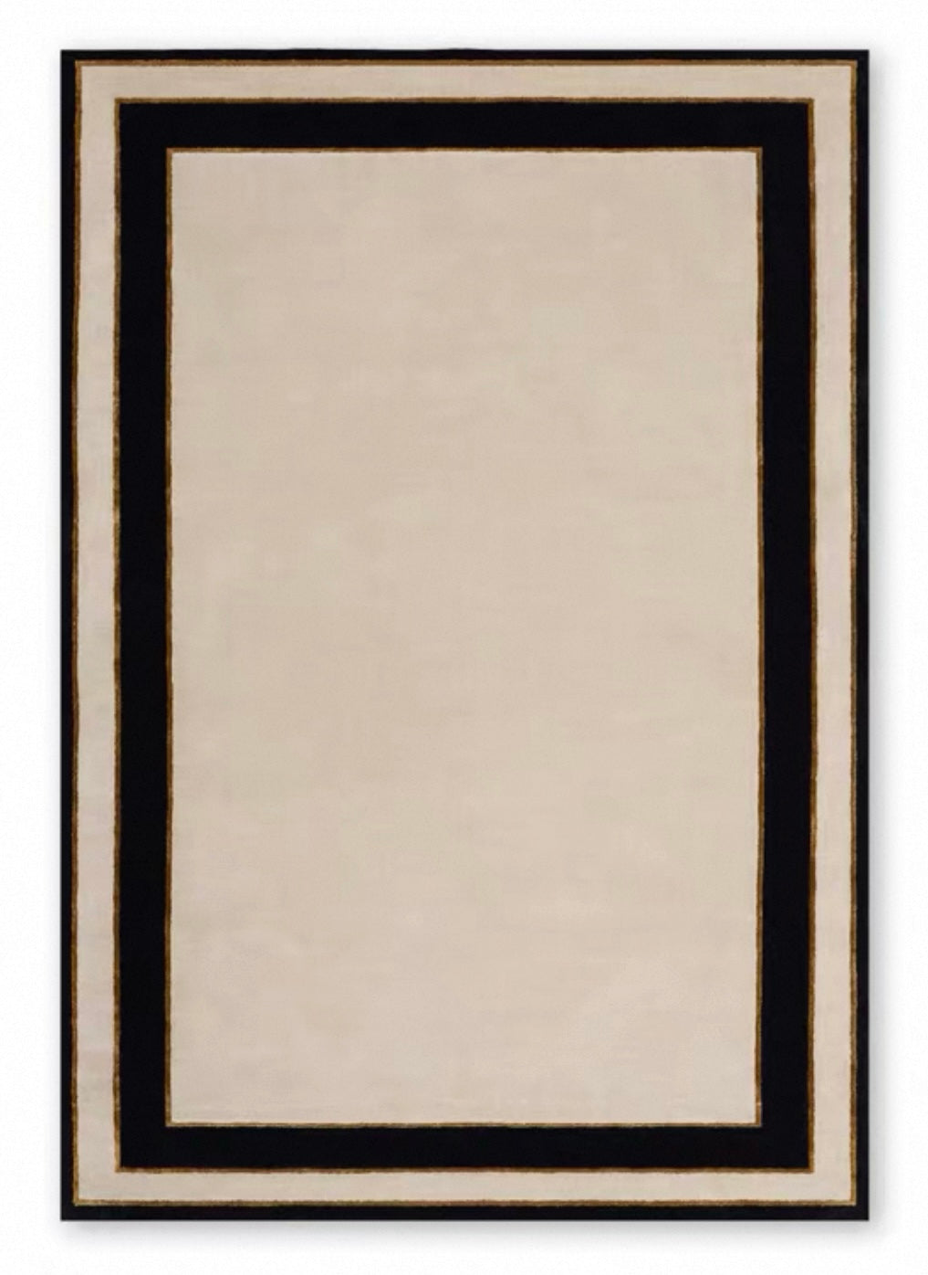 Gilded Frame Handwoven Rug — Beige & Black