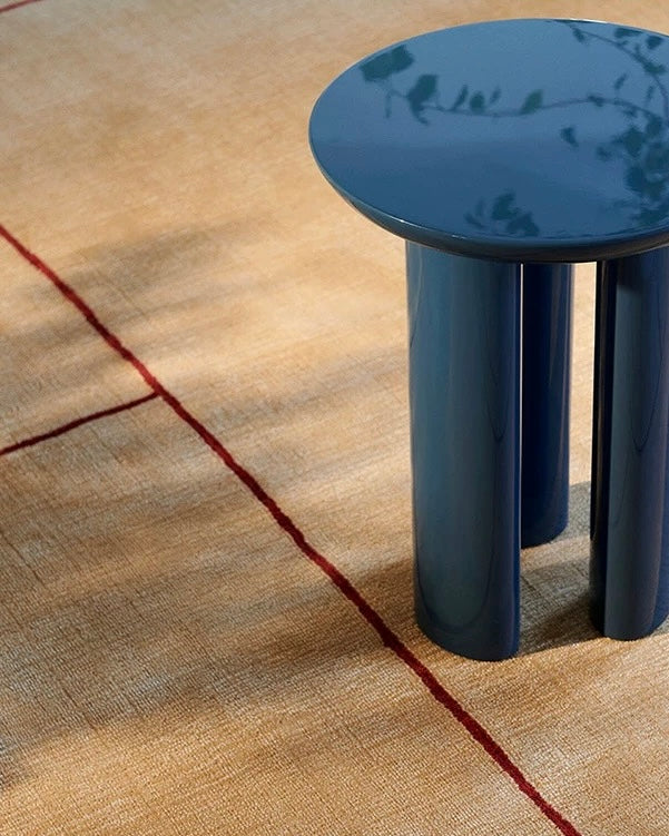 Framework Lines Handwoven Rug — Amber & Crimson