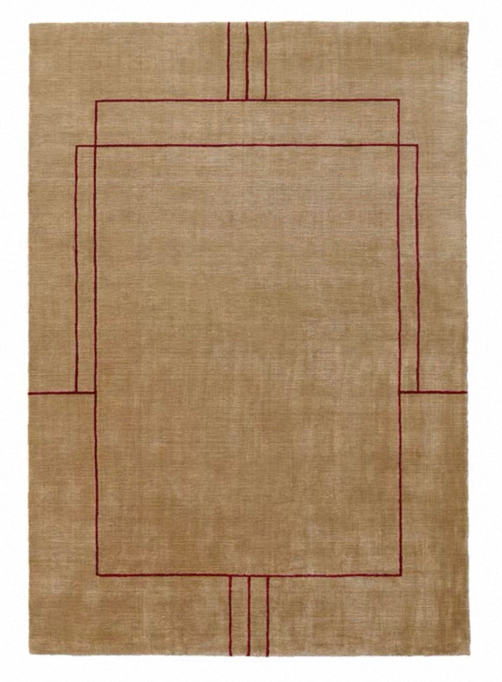 Framework Lines Handwoven Rug — Amber & Crimson