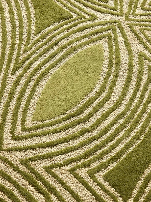 Petal Vein Handwoven Rug – Olive & Cream