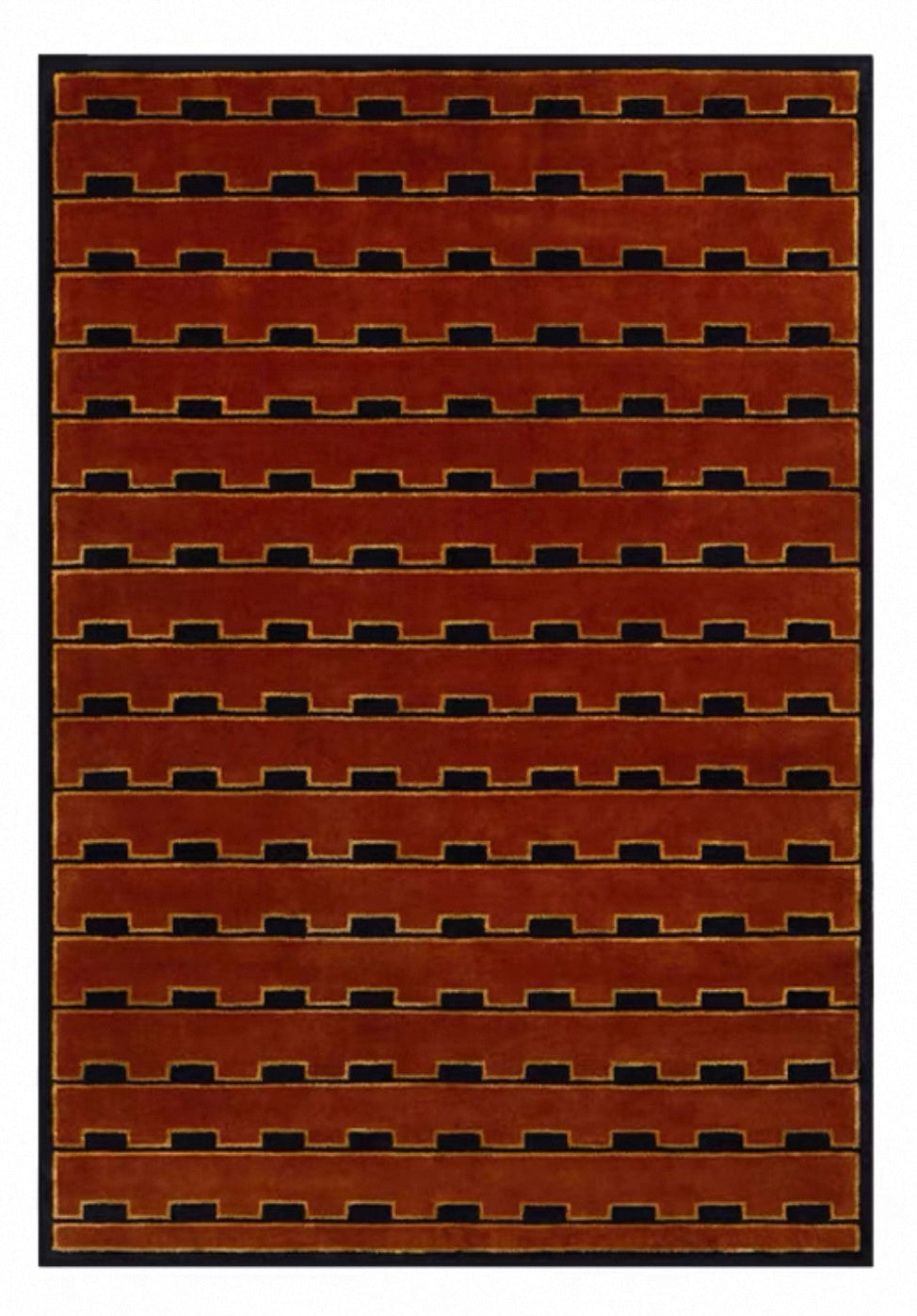 Stepped Horizon Handwoven Rug – Burgundy Terracotta & Onyx