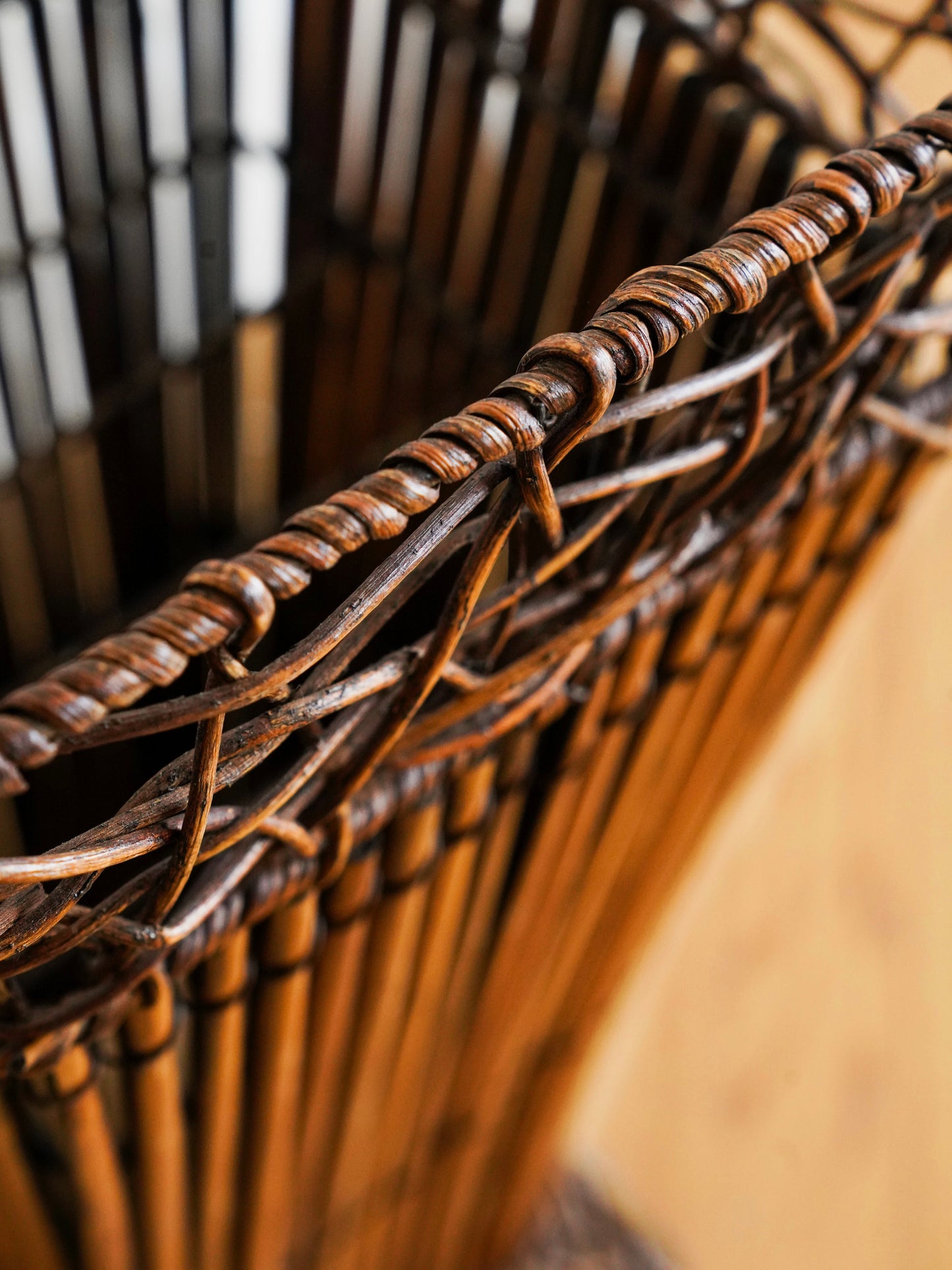 Japanese 20th Century Iron and Rattan Umbrella Stand