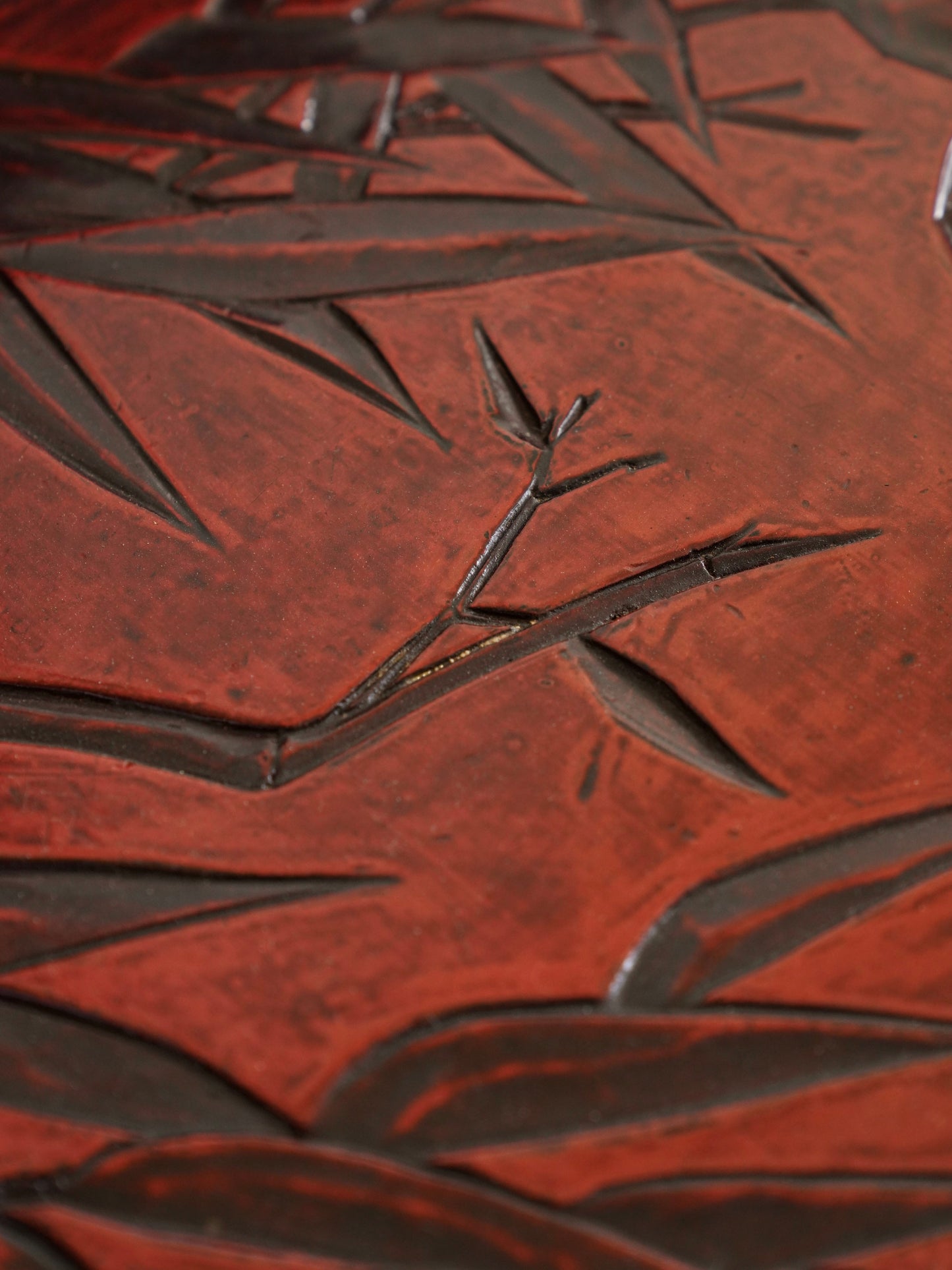 Japanese 20th Century Lacquerware Tray with Bamboo Motif