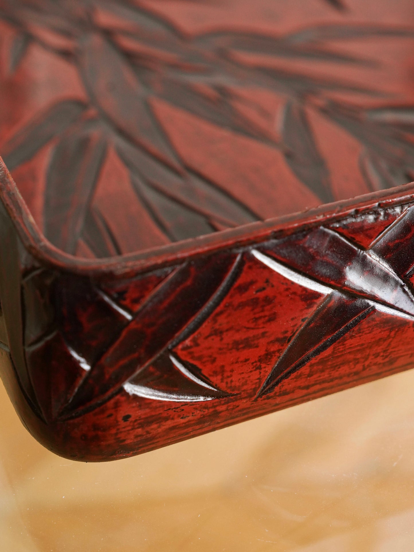 Japanese 20th Century Lacquerware Tray with Bamboo Motif