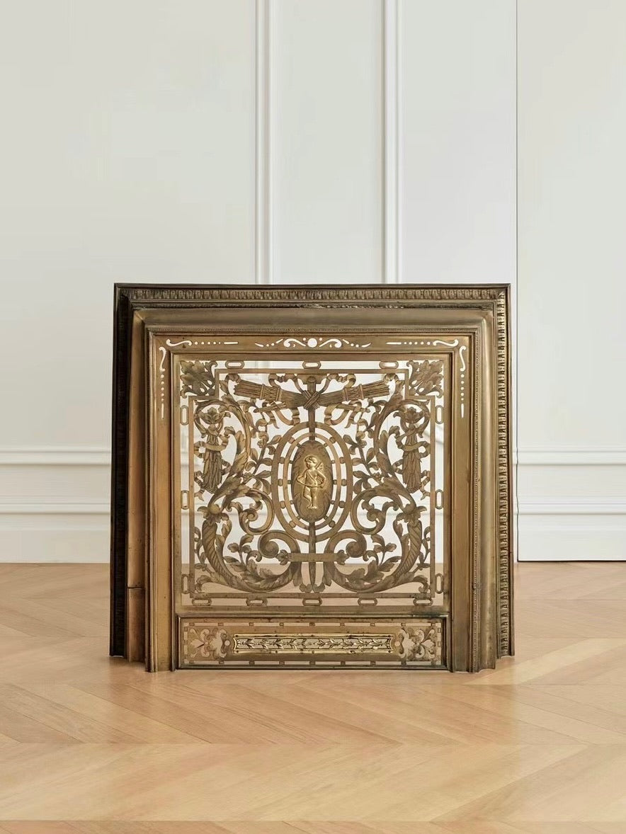 Brass Angel Inlay Fireplace Guard Decoration