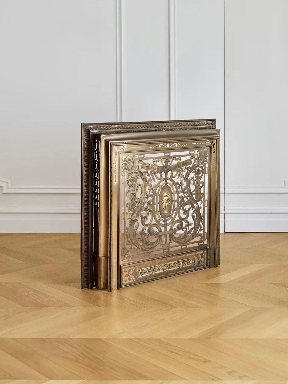 Brass Angel Inlay Fireplace Guard Decoration