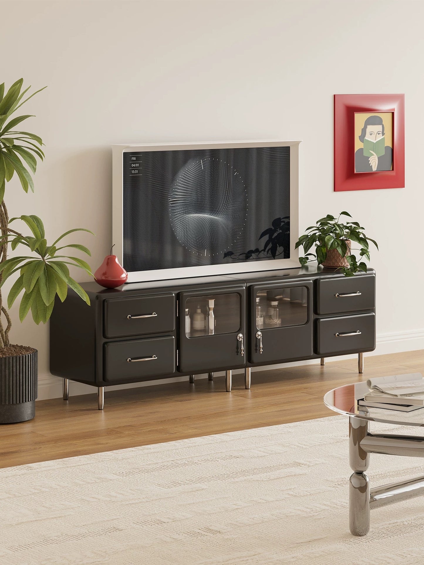 Japanese Vintage-Style TV Storage Combination