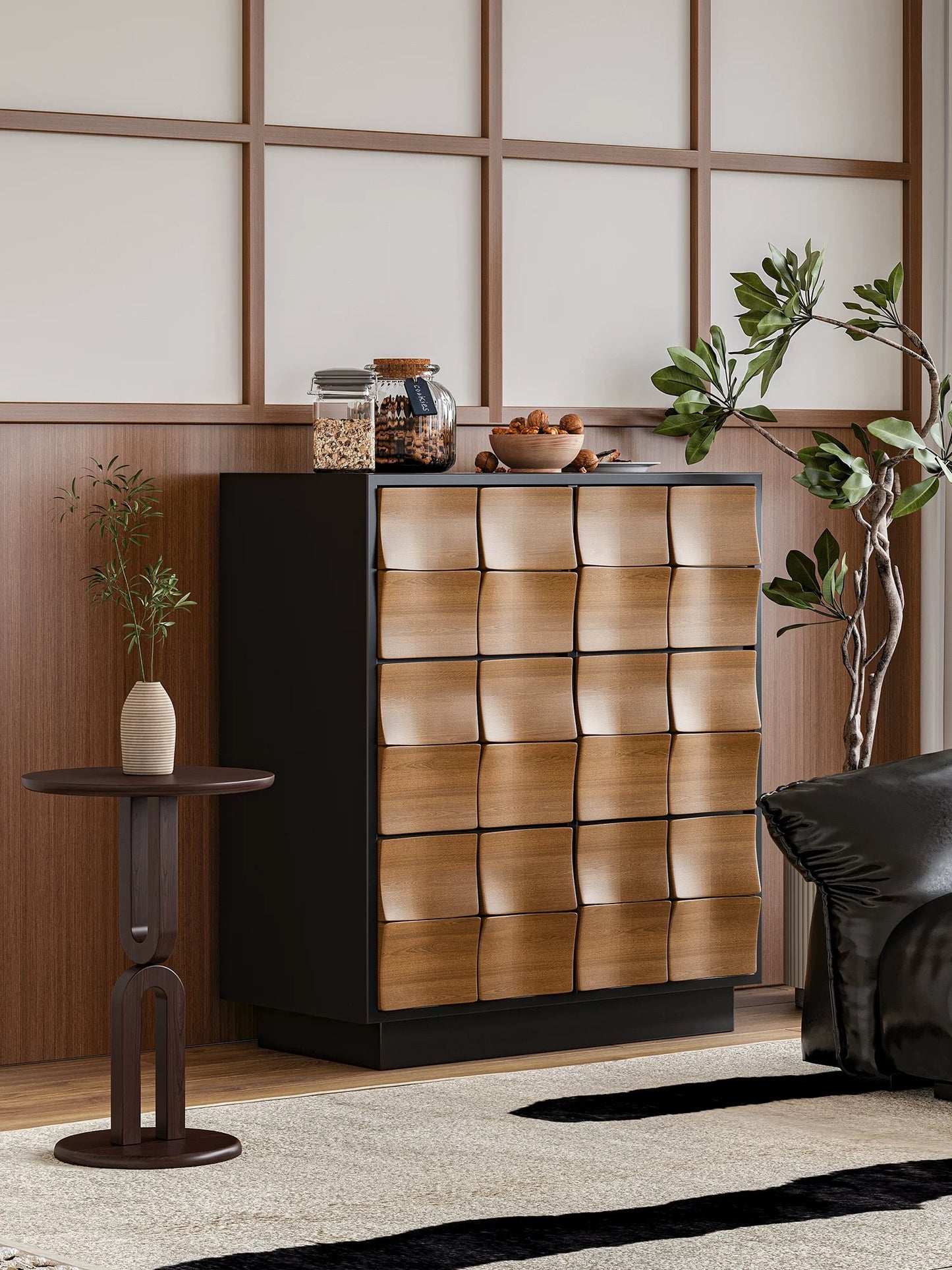 Vintage-Style Checkerboard Cabinet