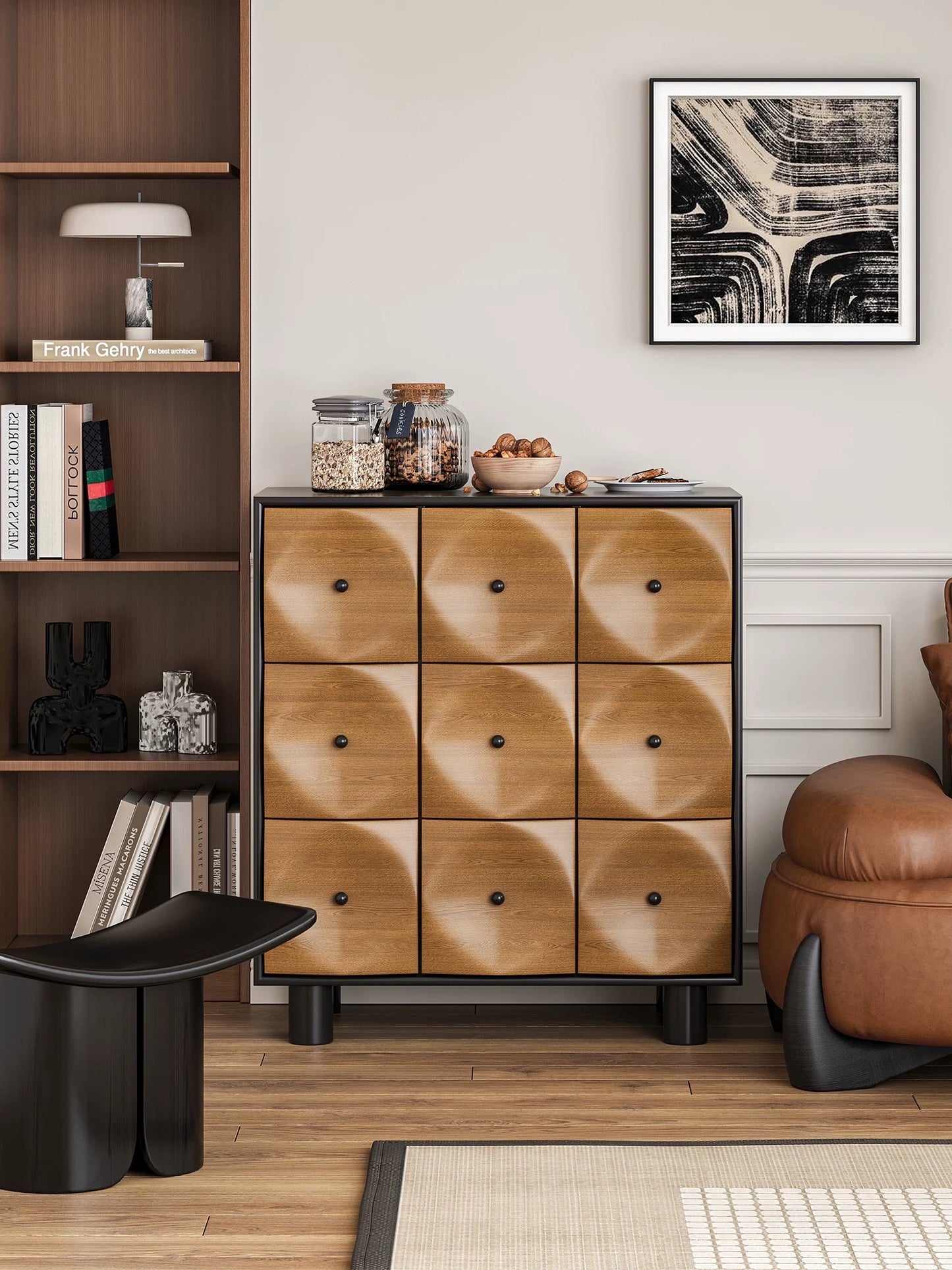 Vintage-Style Artisanal Geometric Sideboard