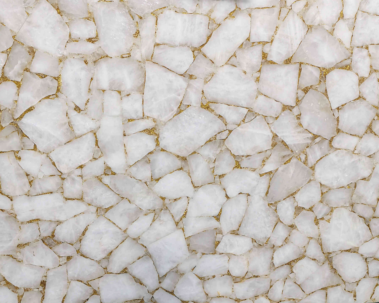 White Crystal with Gold Veins Gemstone Slab