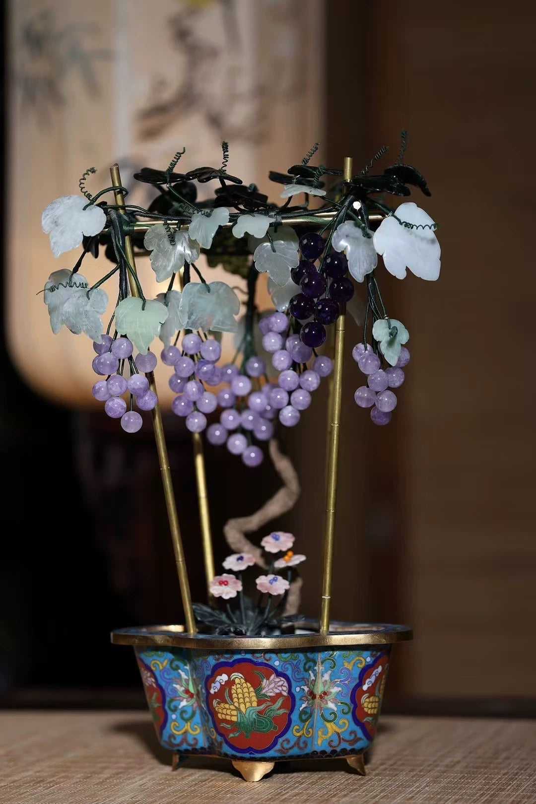 Jingtailan (Cloisonné) Antique-Style Grape Bonsai