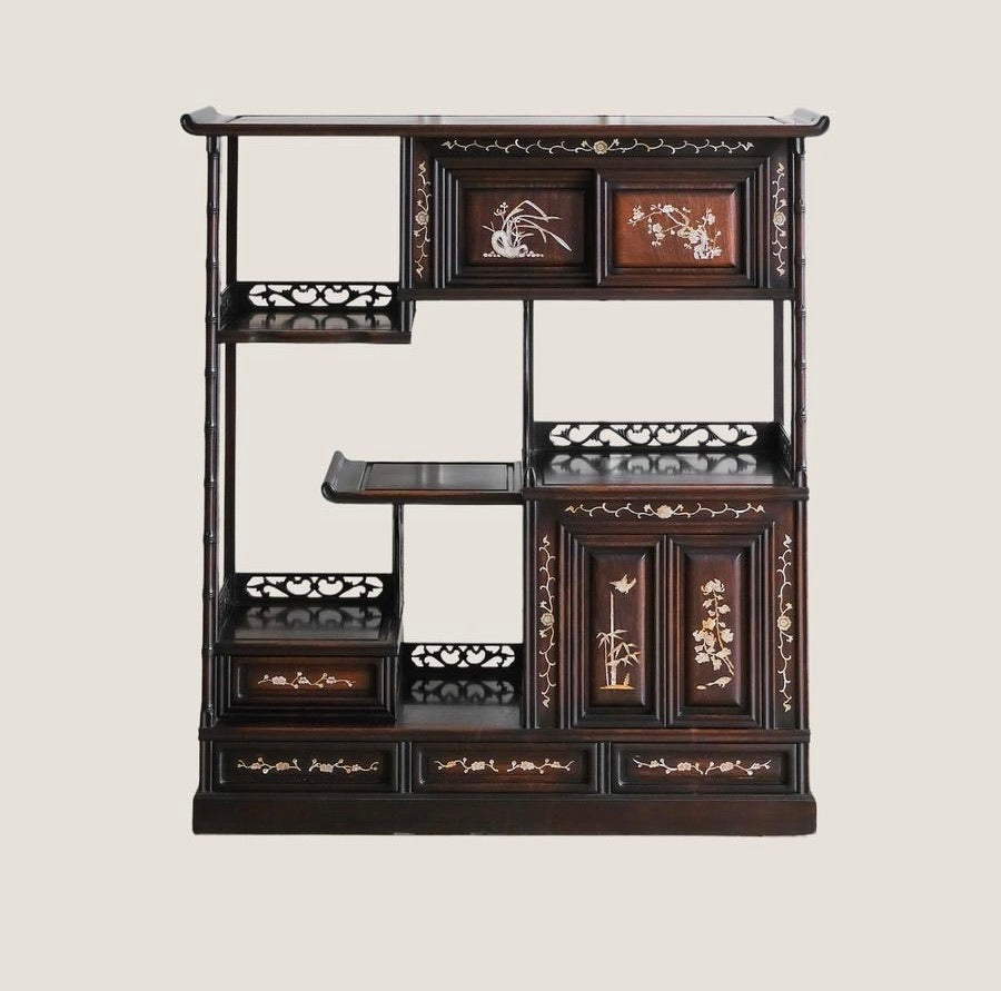 Rosewood Mother-of-Pearl Inlaid Cabinet