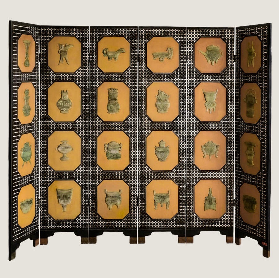 Baibao Inlaid 24 Bogu Sacrificial Vessels Screen