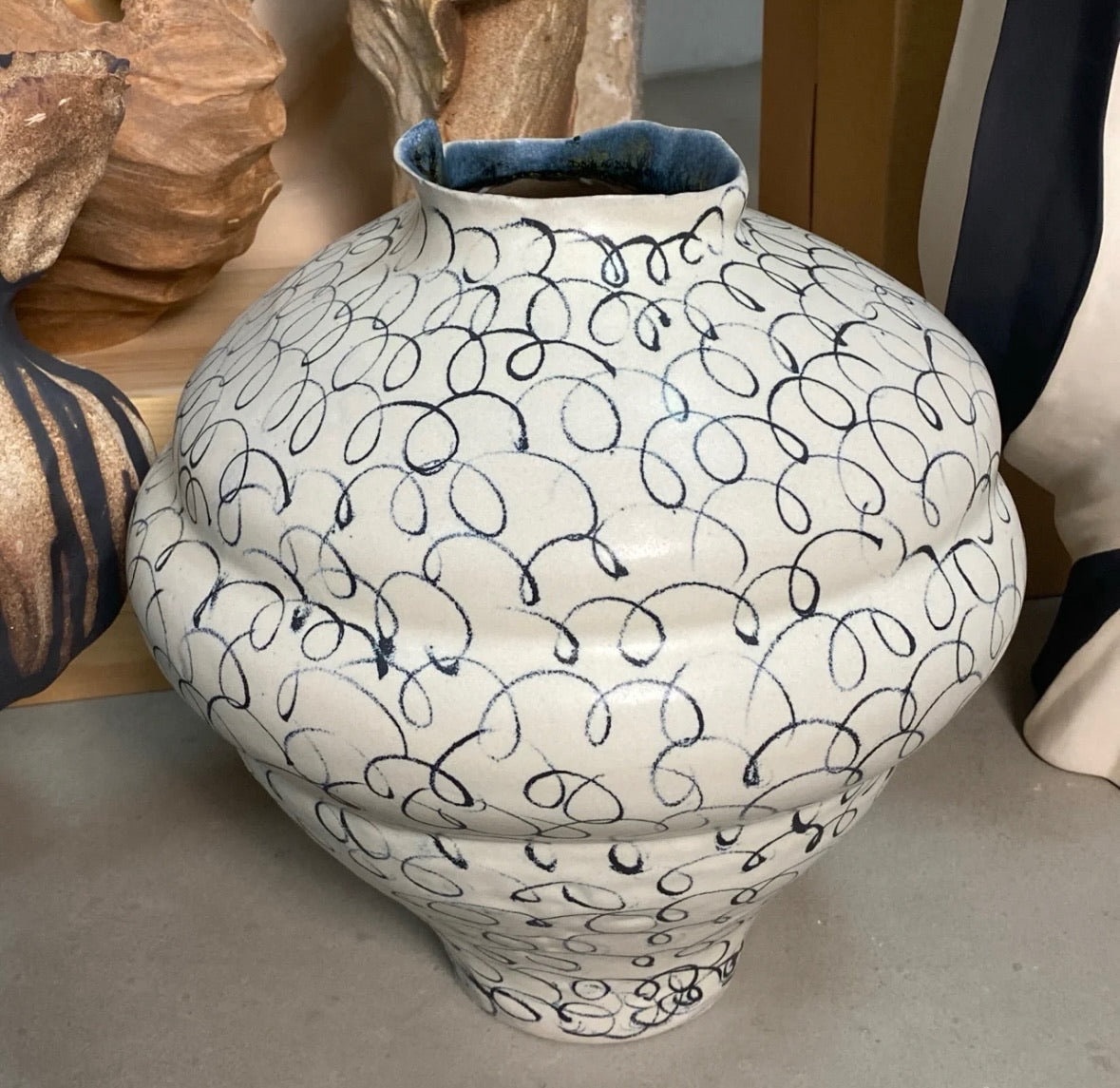 Whimsical Lines Handcrafted Ceramic Vase