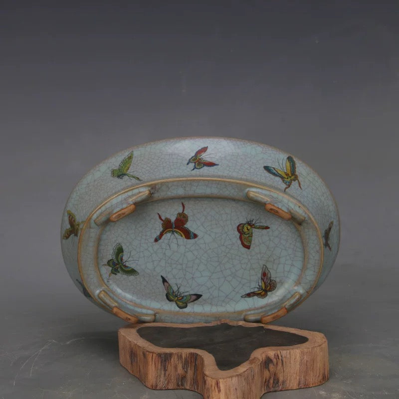 Butterfly Crackle Glaze Scholar’s Tray