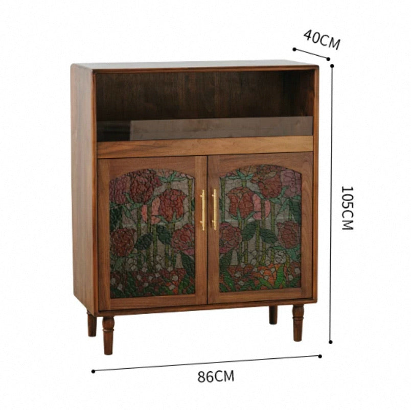 Illuminating Stained Glass Rose Cabinet