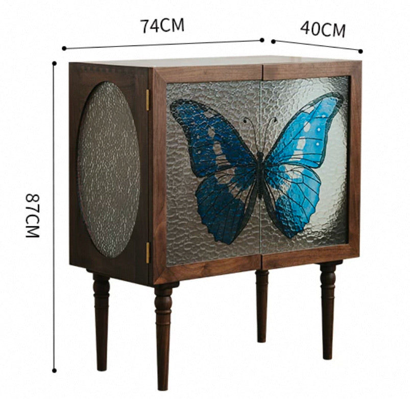 Illuminating Stained Glass Goddess of Light Butterfly Cabinet