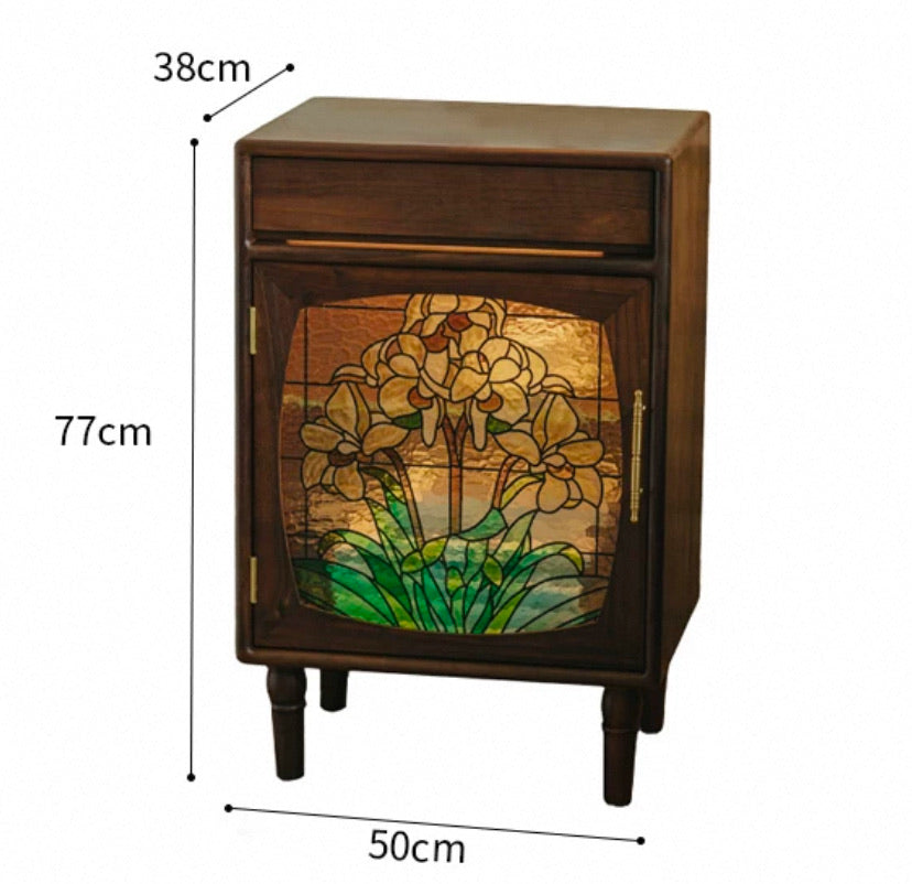 Illuminating Stained Glass Daffodil Side Cabinet