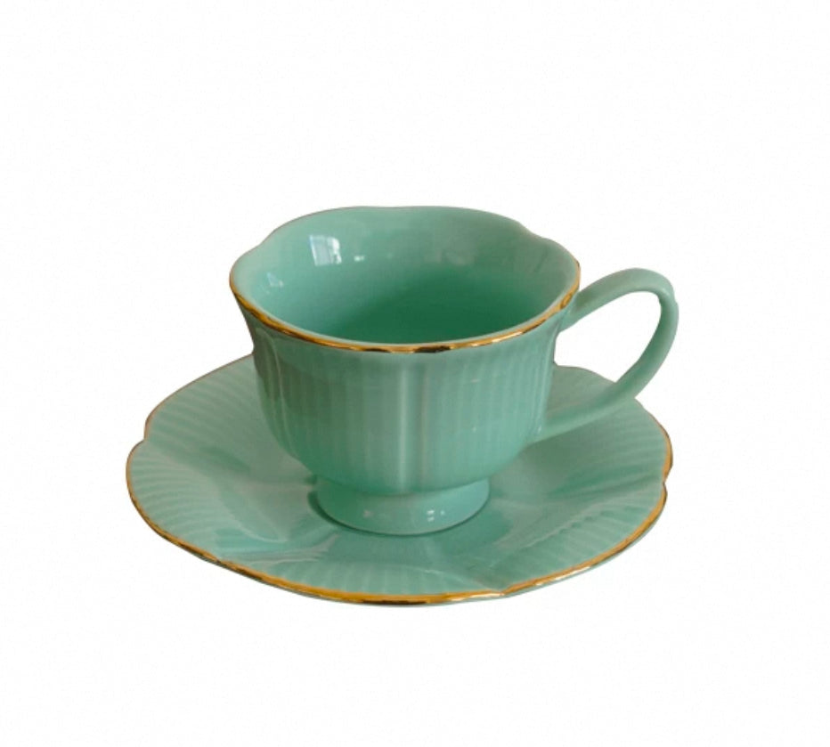 European-Style Ceramic Coffee Cup and Saucer Set