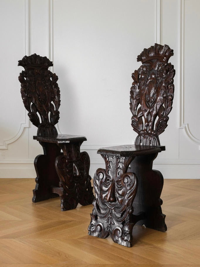 Italian Renaissance Style Sgabello Chairs